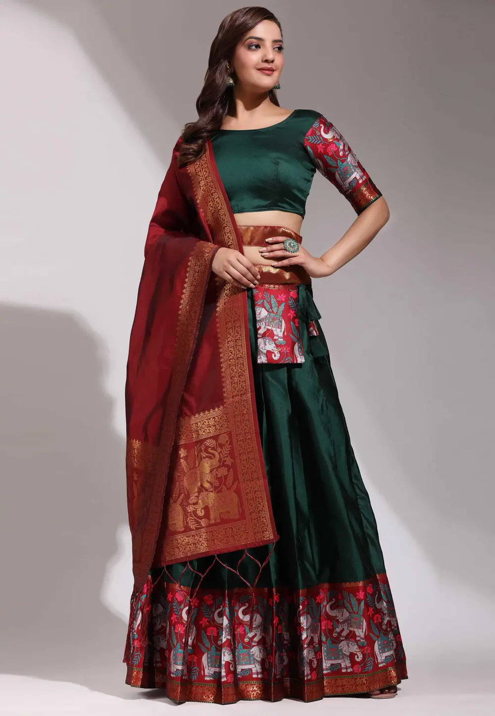 Green Silk Lehenga Choli 296126