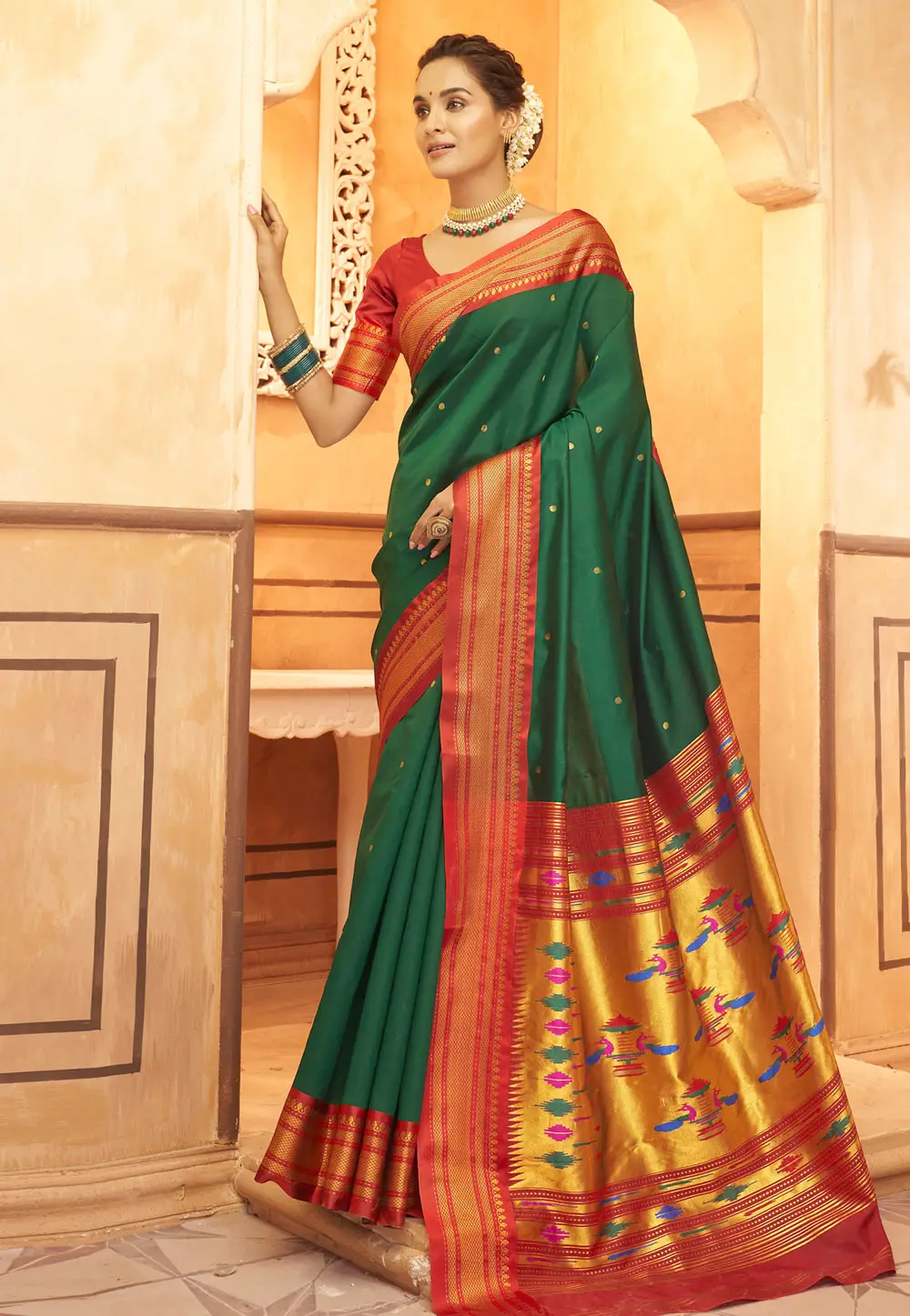 Green Silk Paithani Saree 296415