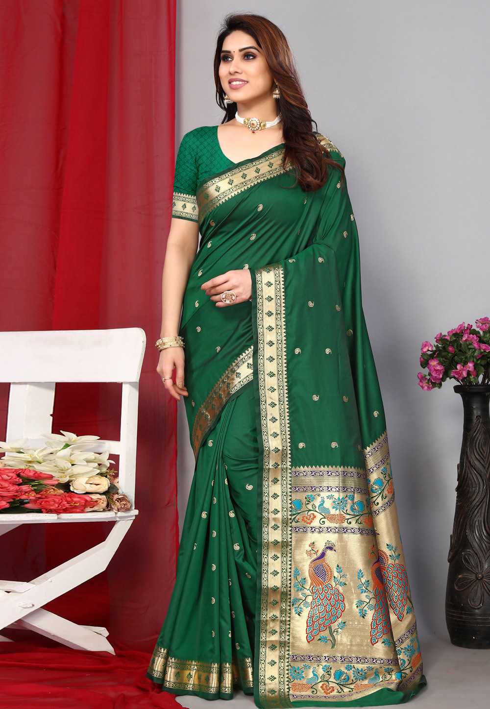 Green Silk Paithani Saree 283436