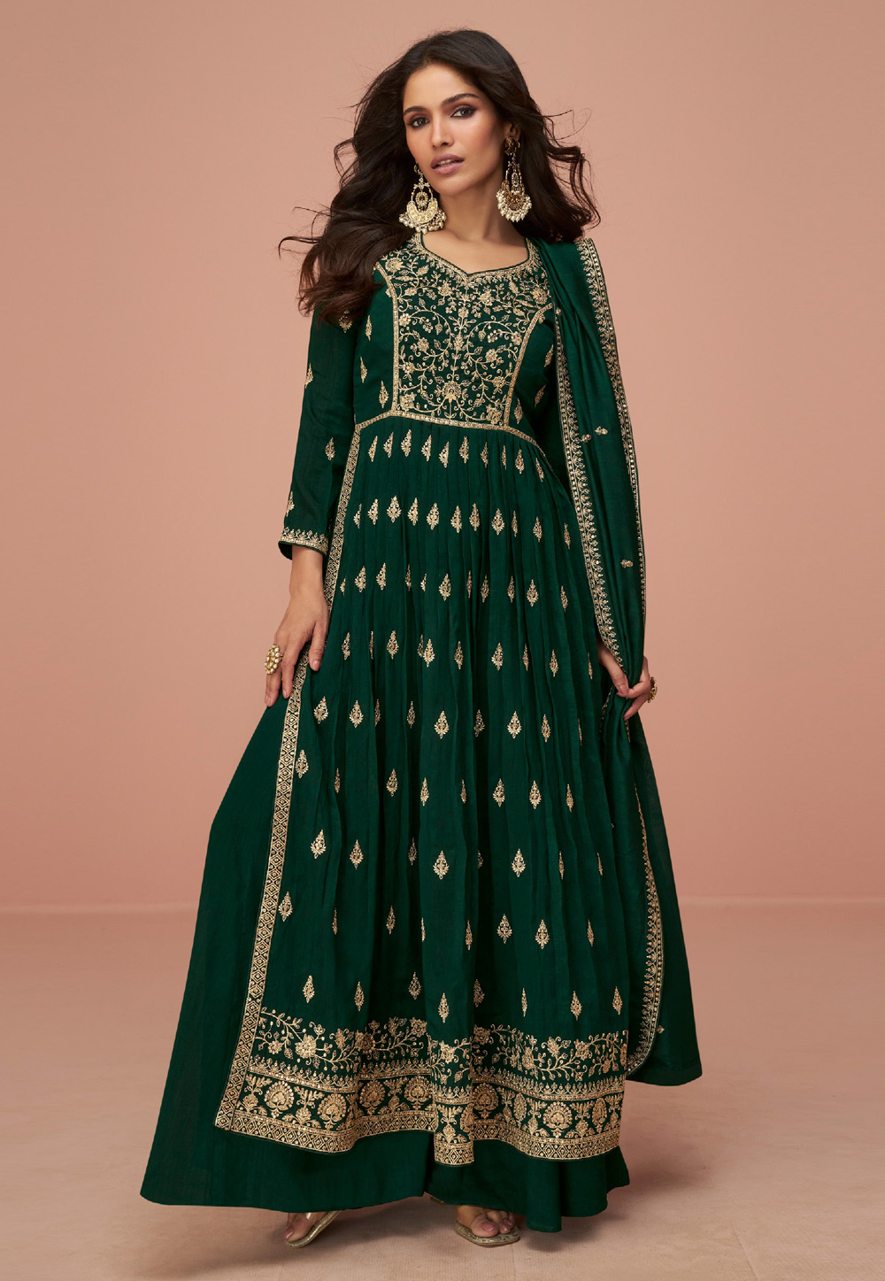 Green Silk Pakistani Suit 284701