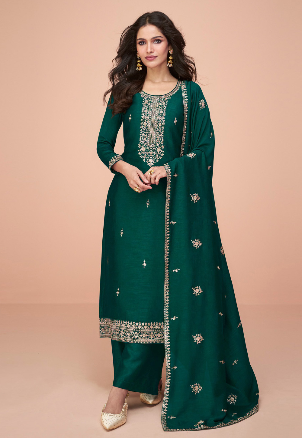 Green Silk Pakistani Suit 285296