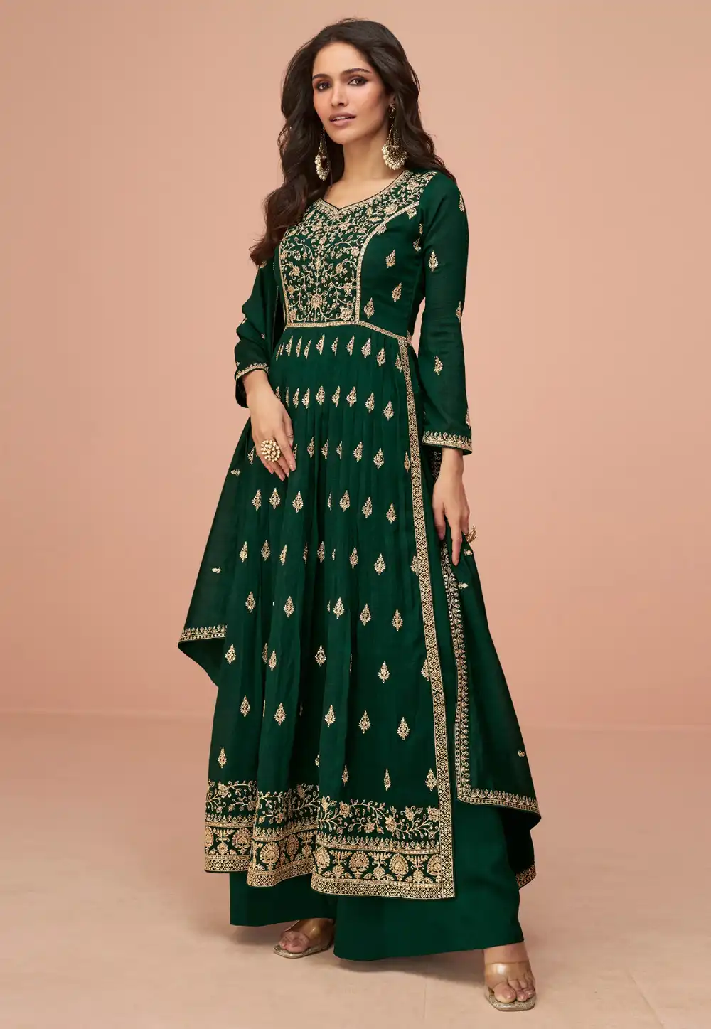 Green Silk Palazzo Suit 294418