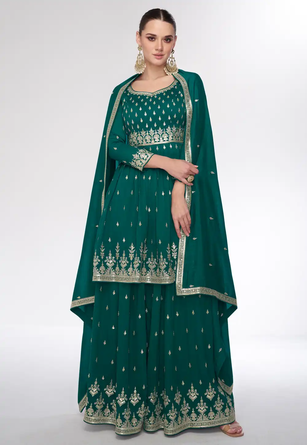 Green Silk Palazzo Suit 292072