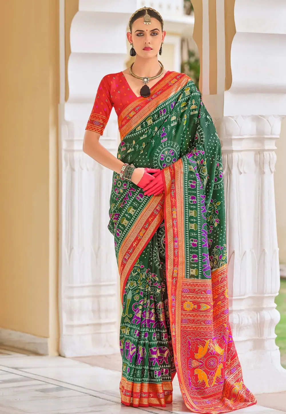 Green Silk Patola Saree 297747