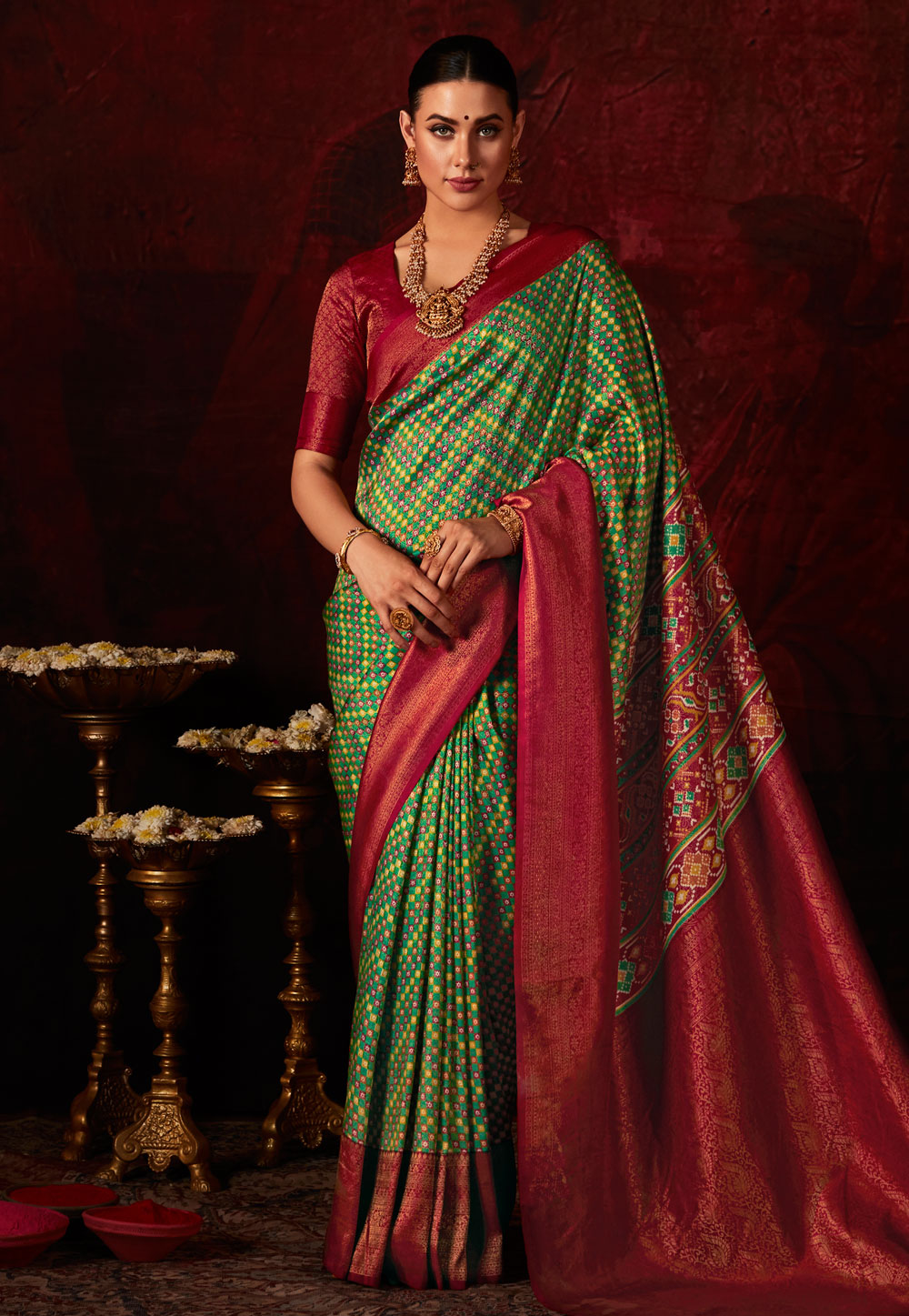 Green Silk Patola Saree 286033