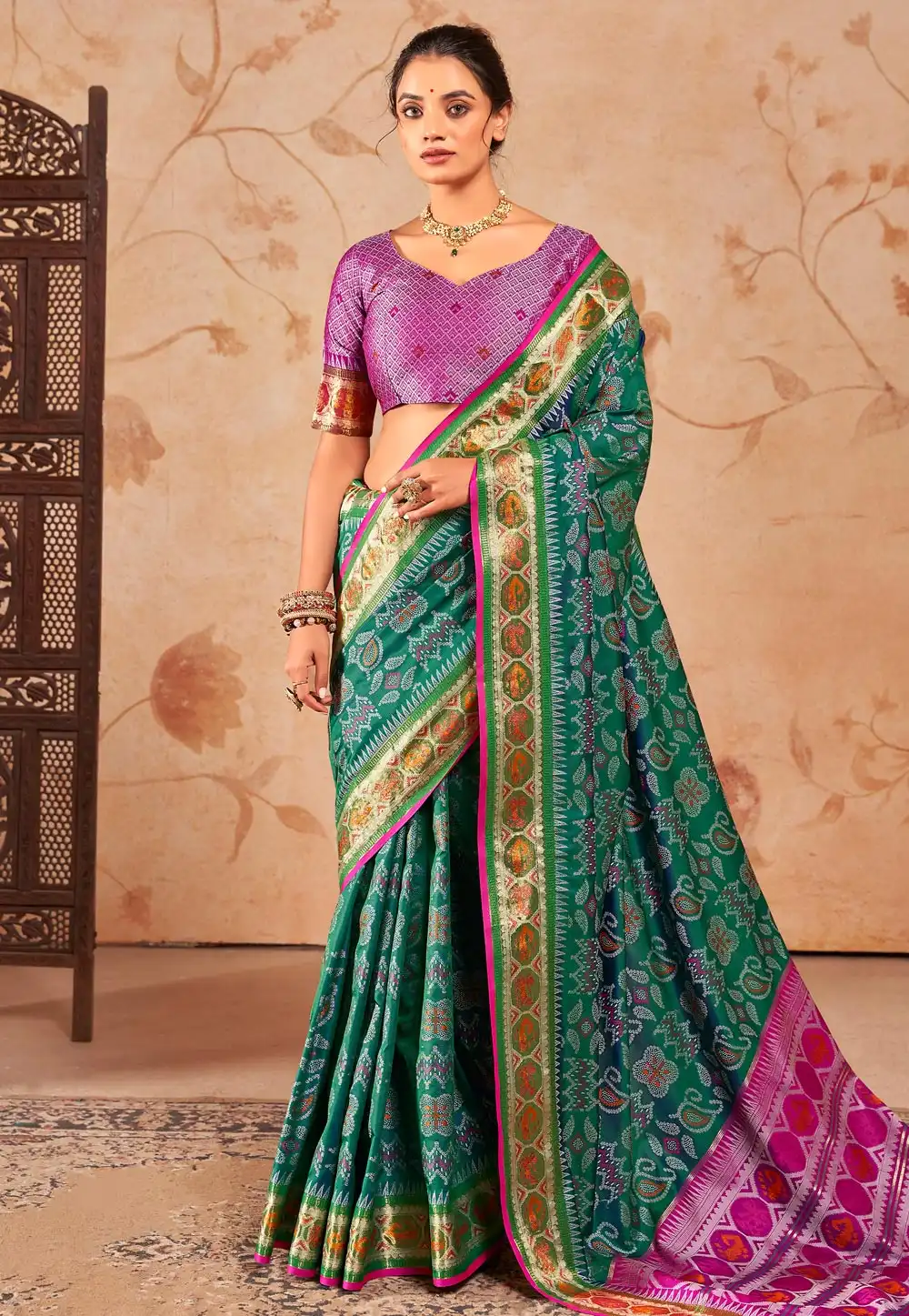 Green Silk Patola Saree 290249