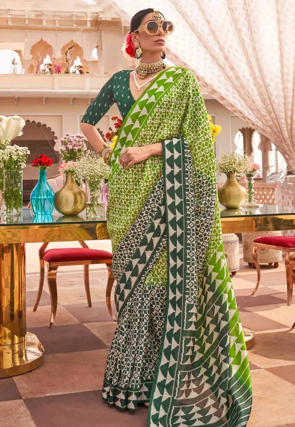 Green Silk Patola Saree 302259