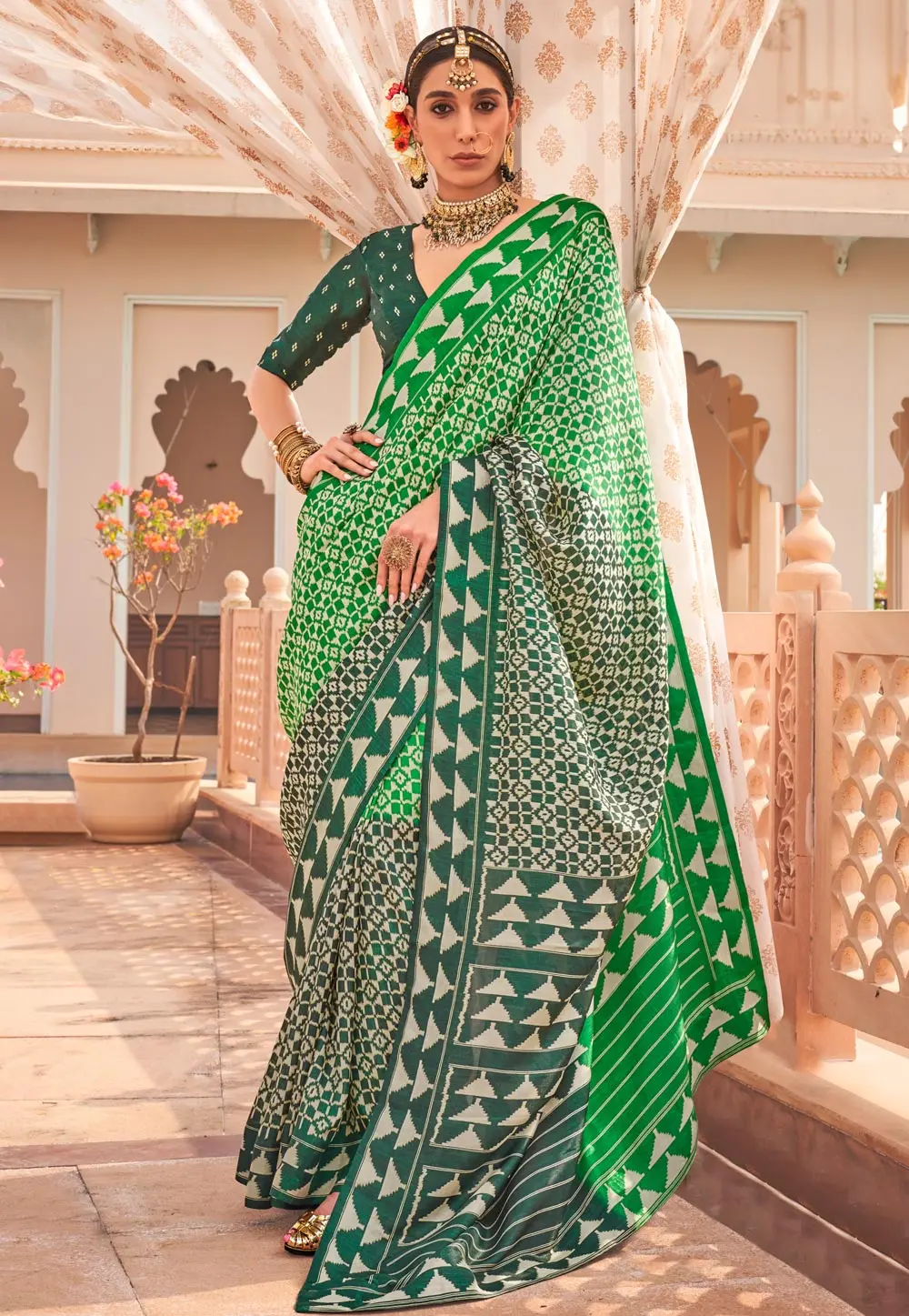 Green Silk Patola Saree 302263