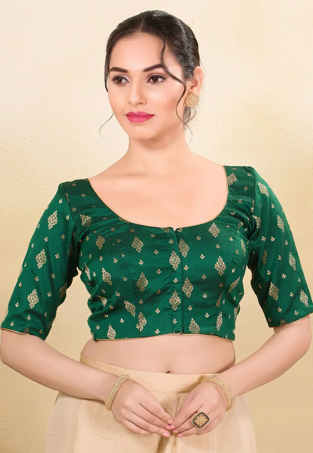 Green Silk Readymade Blouse 297677