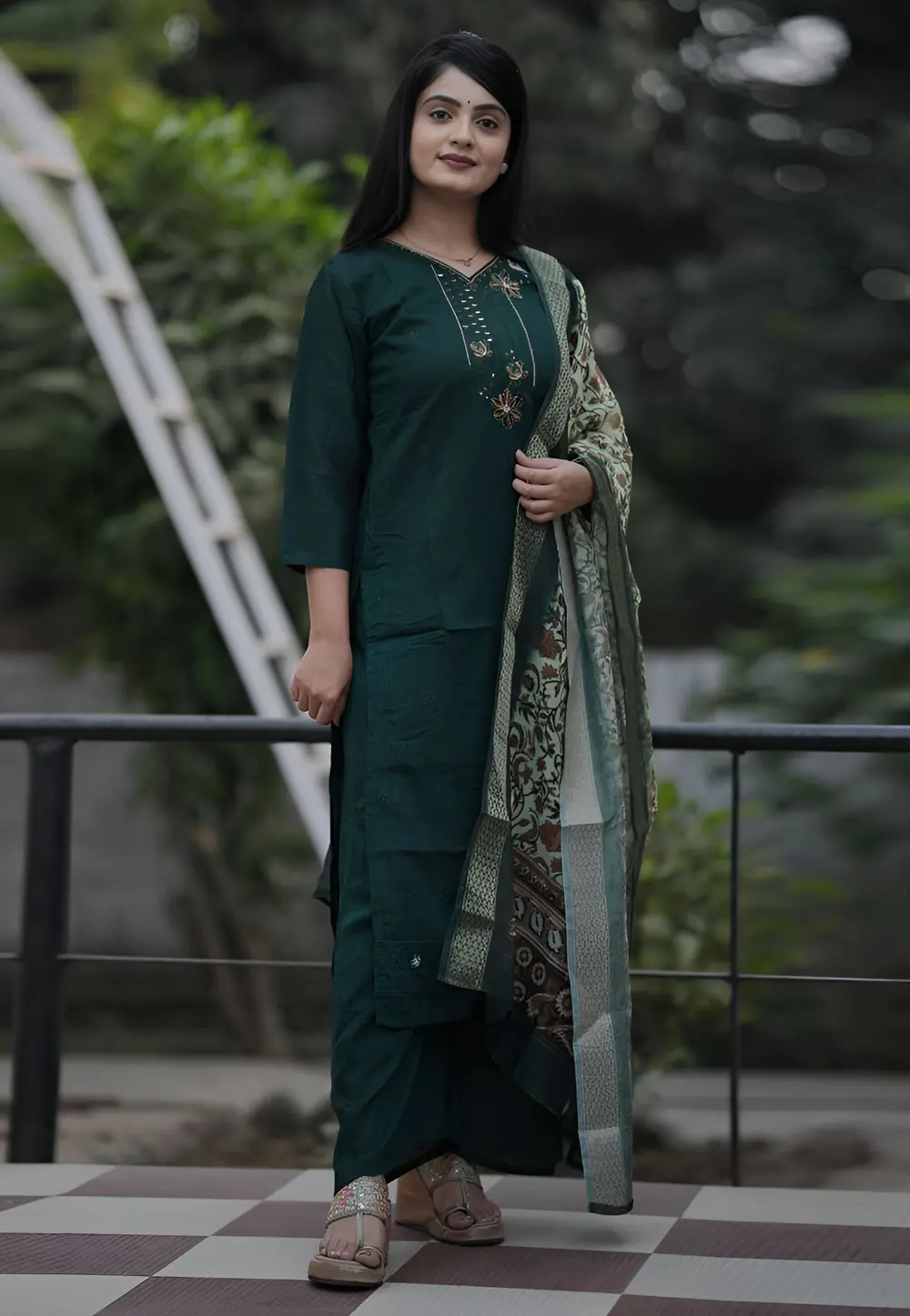 Green Silk Readymade Pakistani Suit 303556