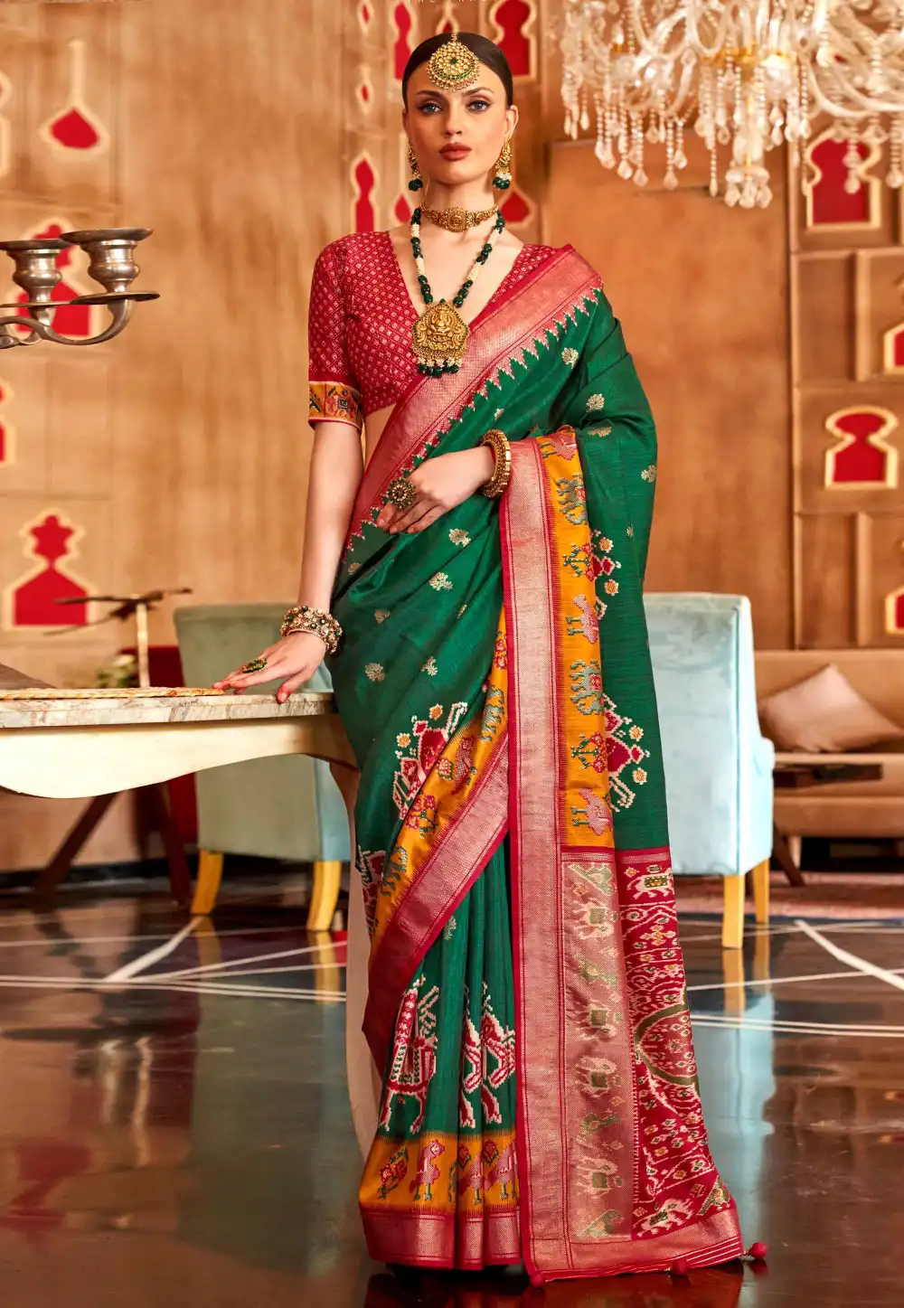 Green Silk Saree With Blouse 291074