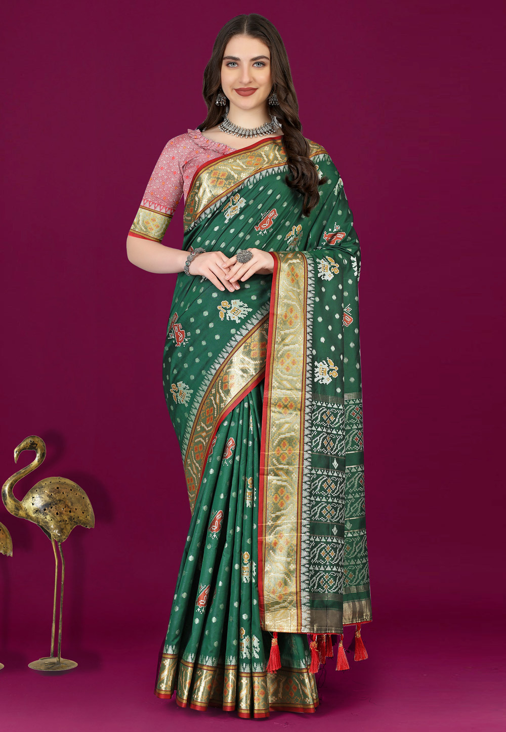Green Silk Saree With Blouse 279785