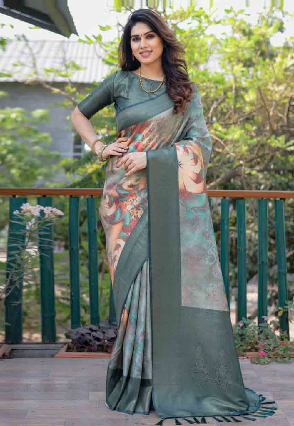 Green Silk Saree With Blouse 280772