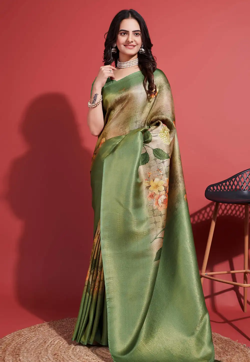 Green Silk Saree With Blouse 289332