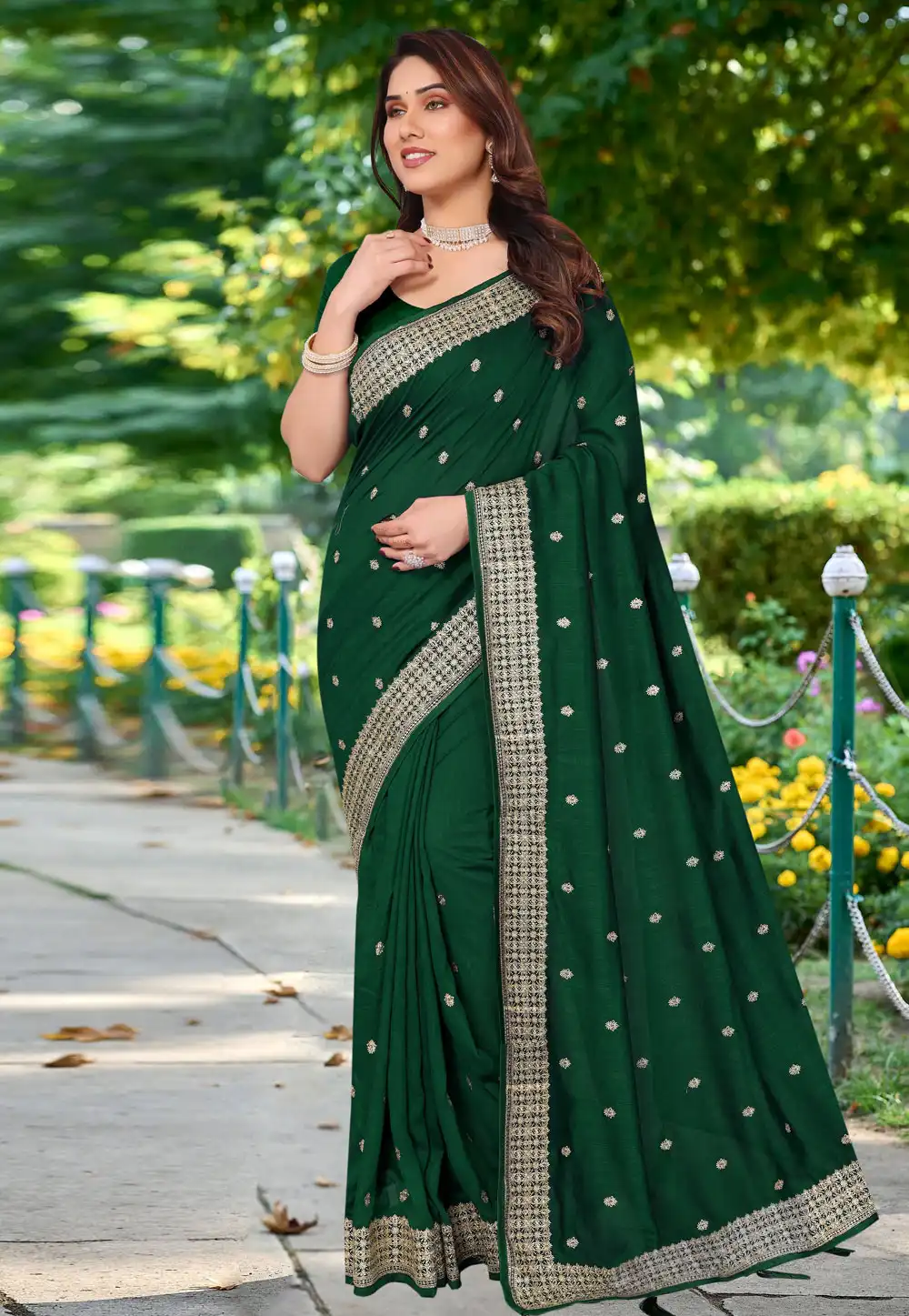 Green Silk Saree With Blouse 290001