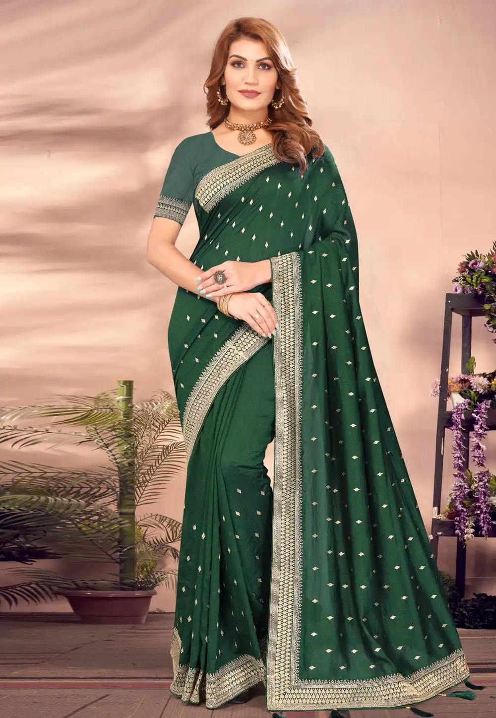 Green Silk Saree With Blouse 295114