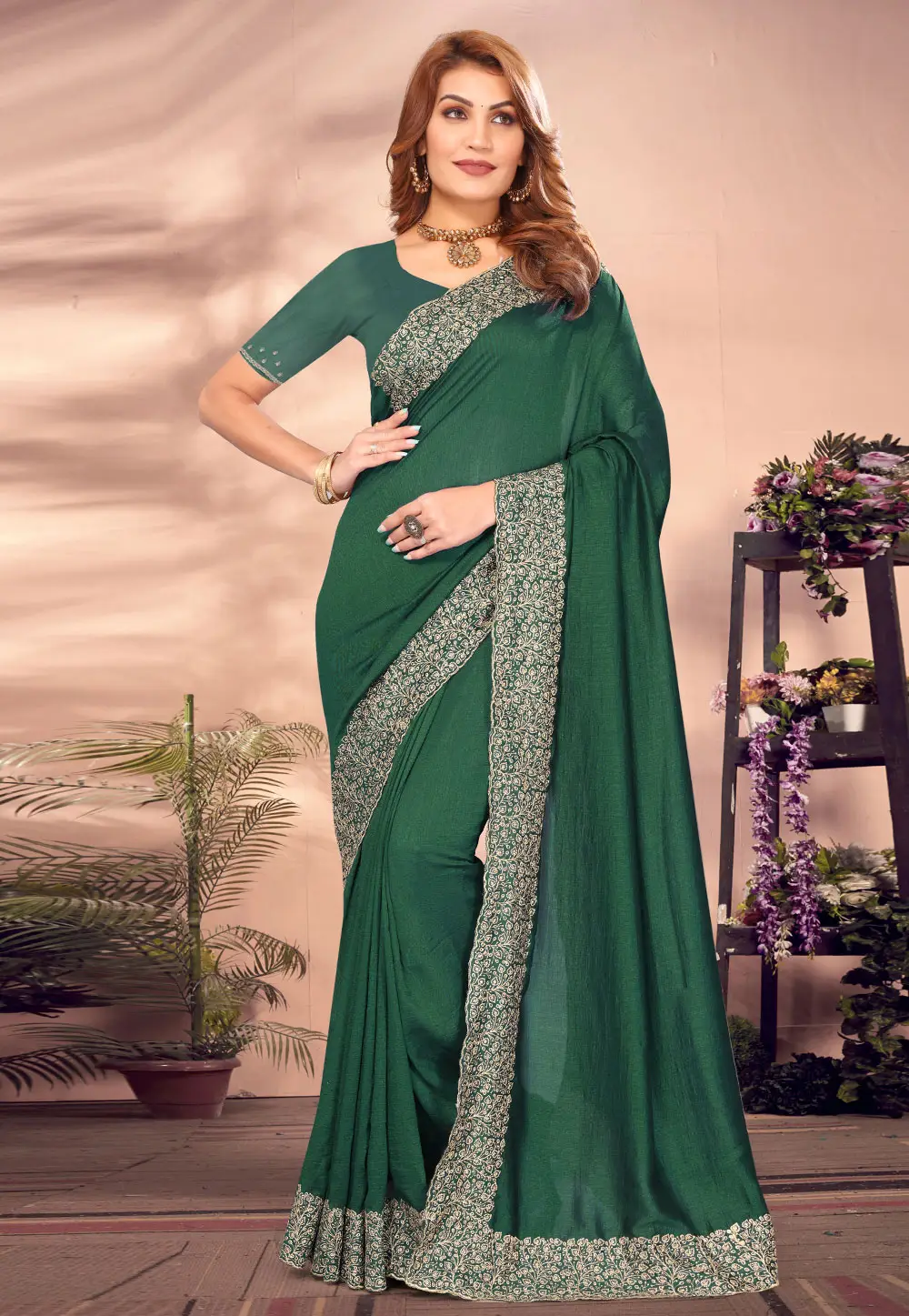 Green Silk Saree With Blouse 295749