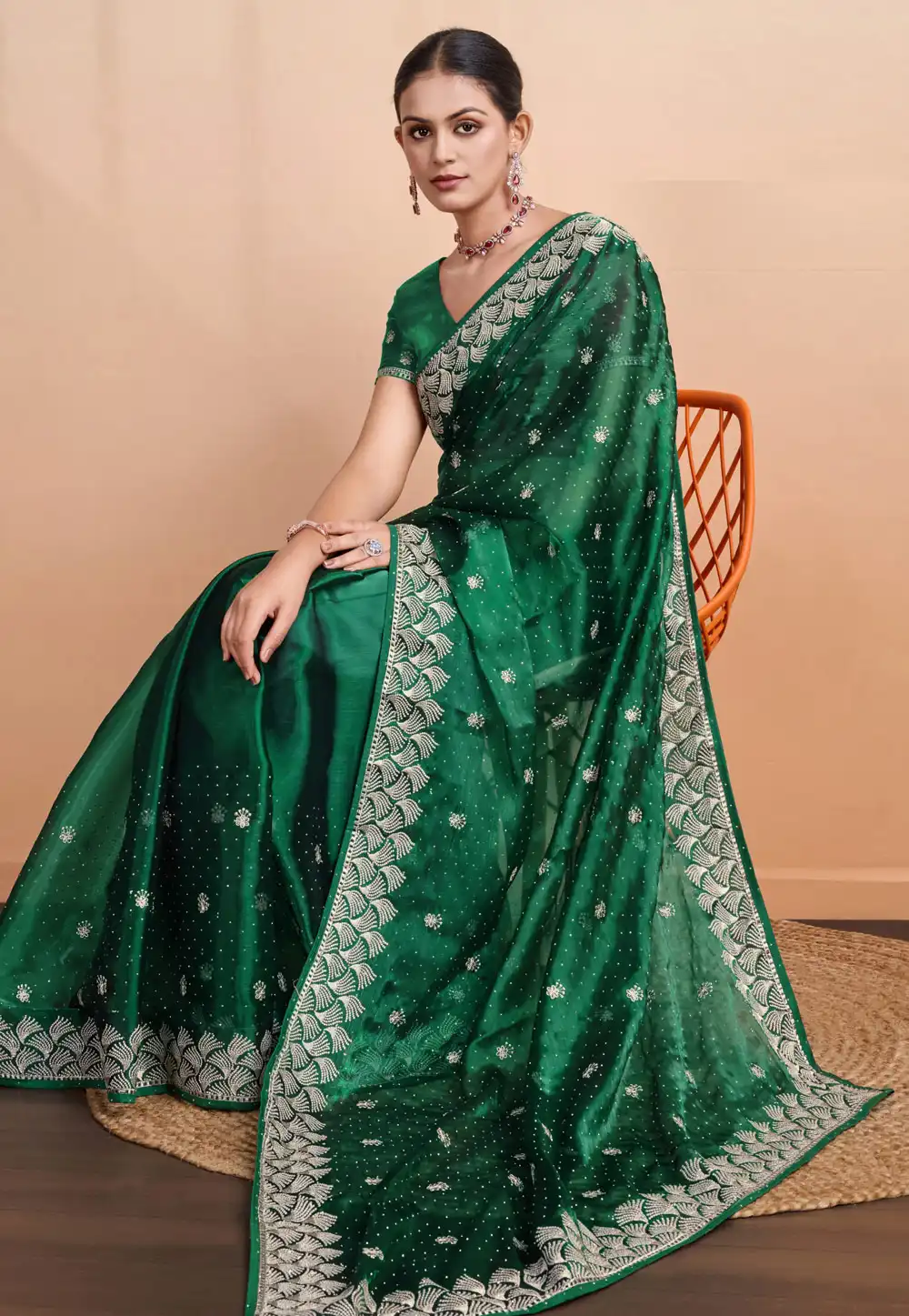 Green Silk Saree With Blouse 289993