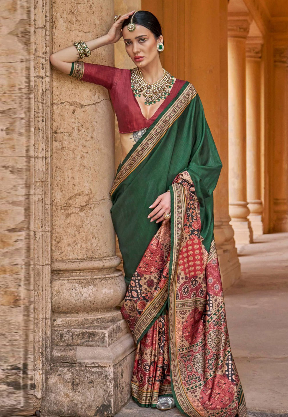 Green Silk Saree With Blouse 310018