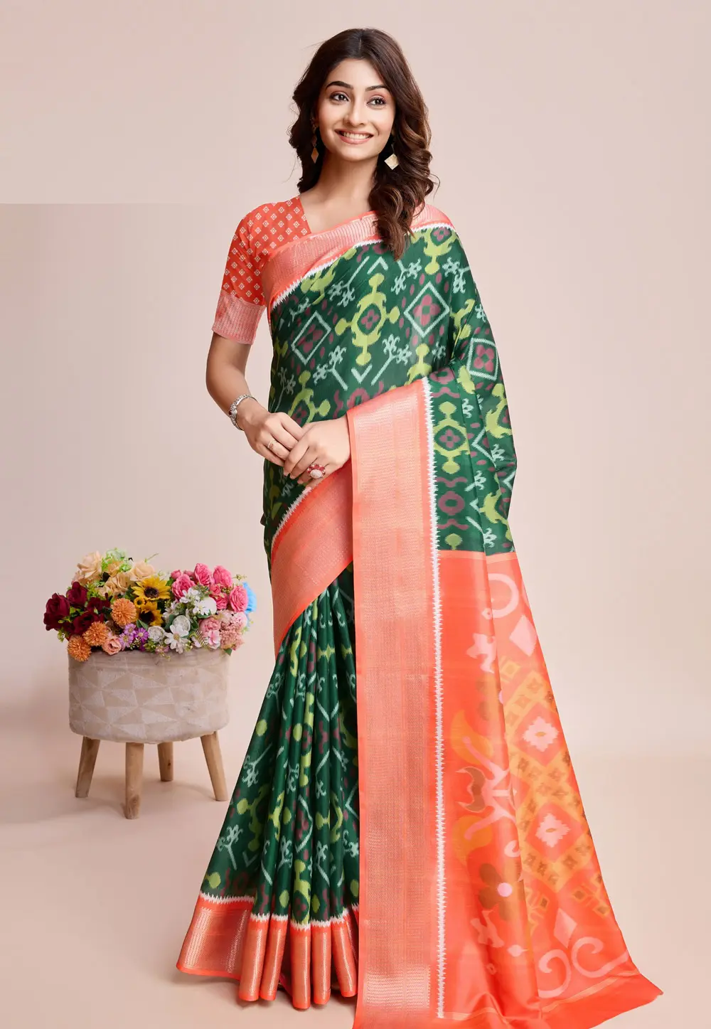 Green Silk Saree With Blouse 299066