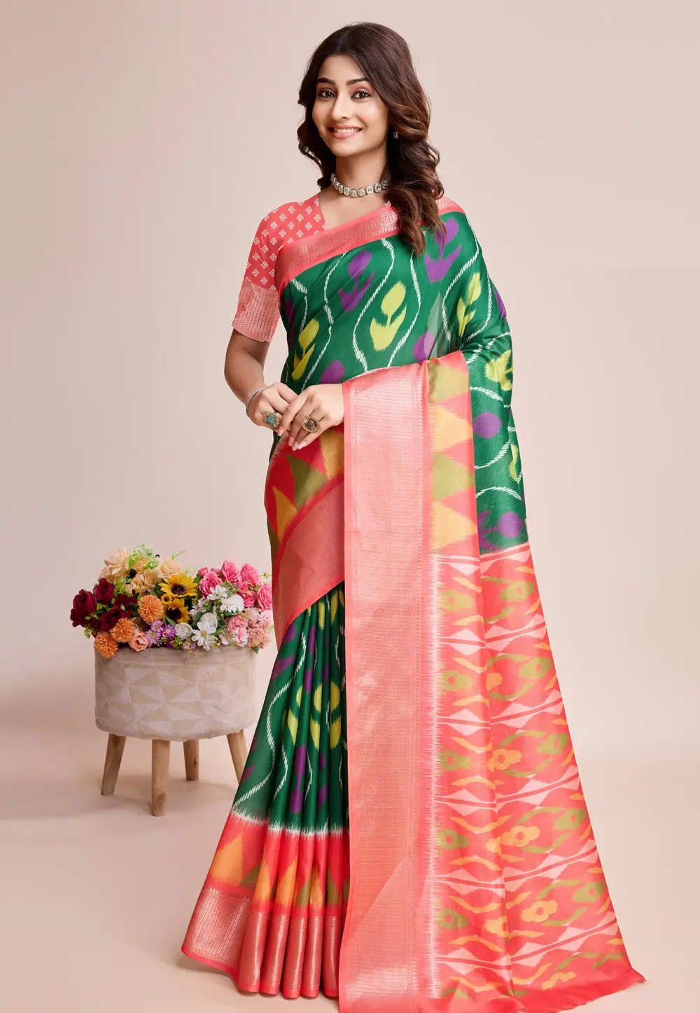 Green Silk Saree With Blouse 299068