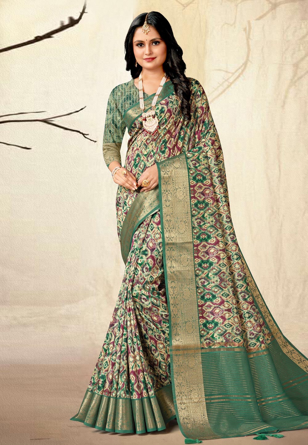 Green Silk Saree With Blouse 280492