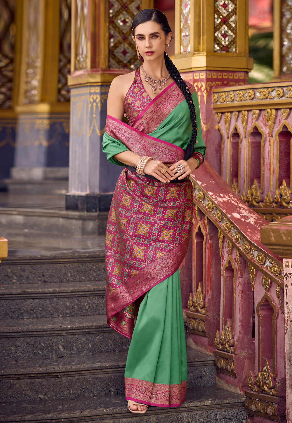 Green Silk Saree With Blouse 311011