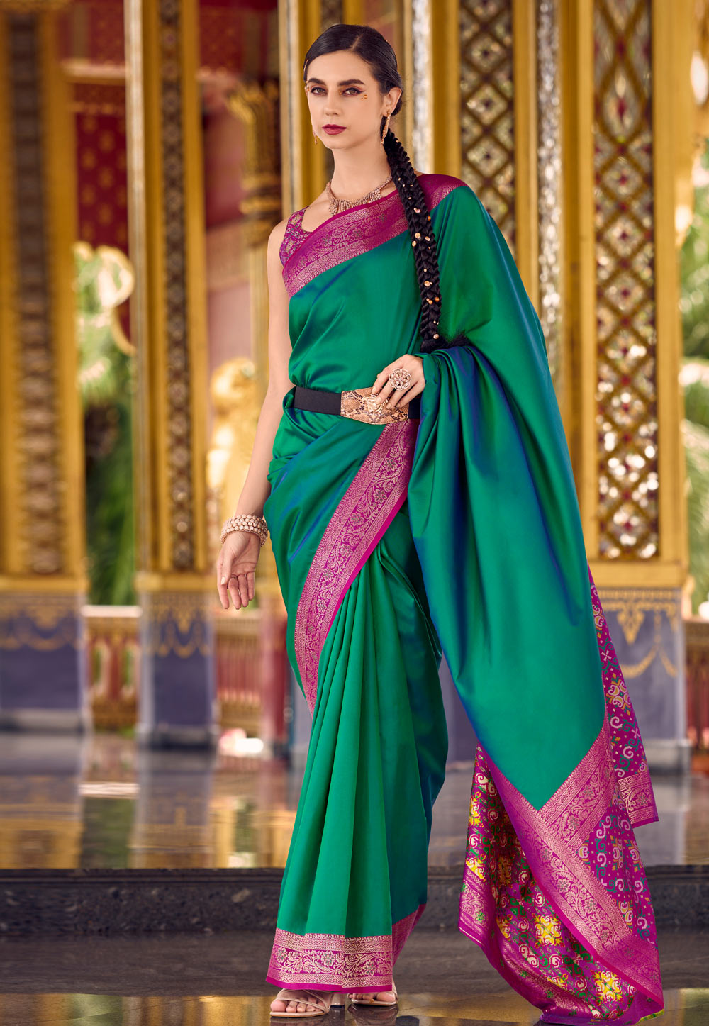 Green Silk Saree With Blouse 311014
