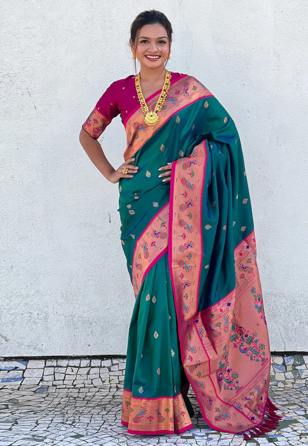 Green Silk Saree With Blouse 300088