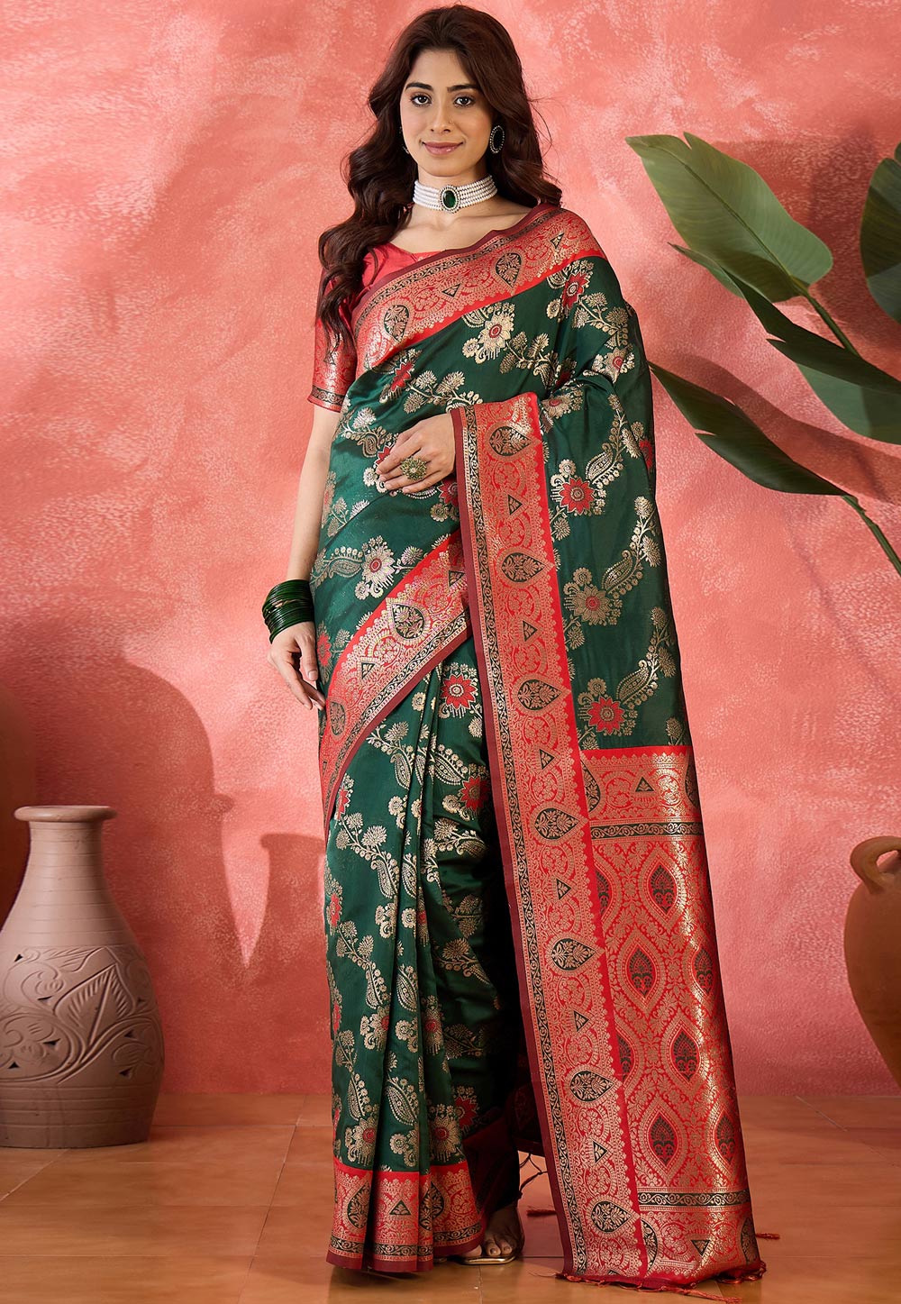 Green Silk Saree With Blouse 310691