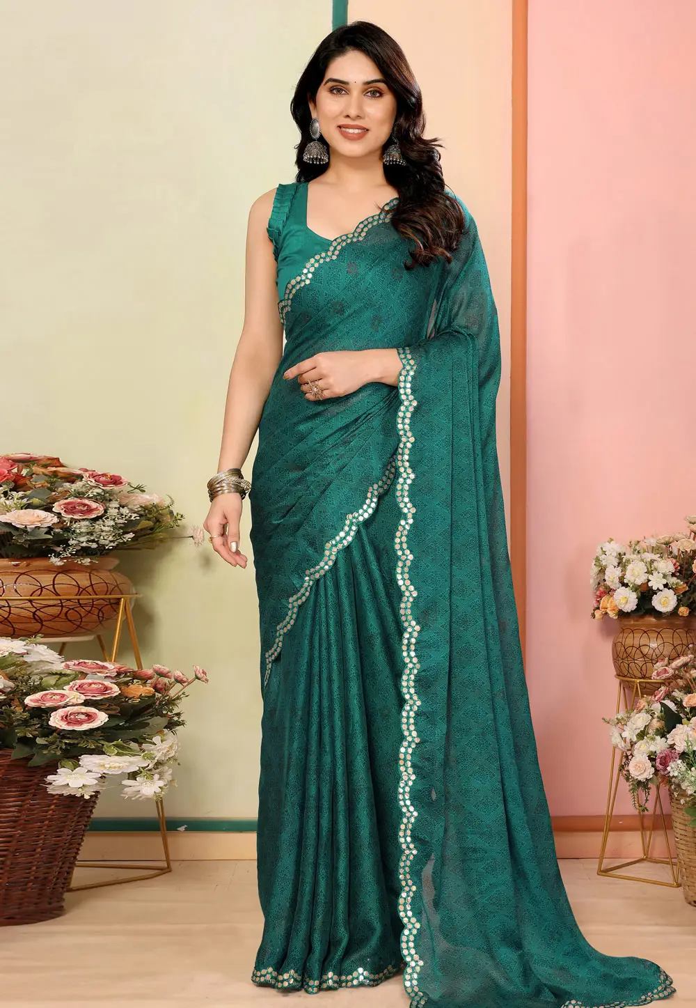 Green Silk Saree With Blouse 297233