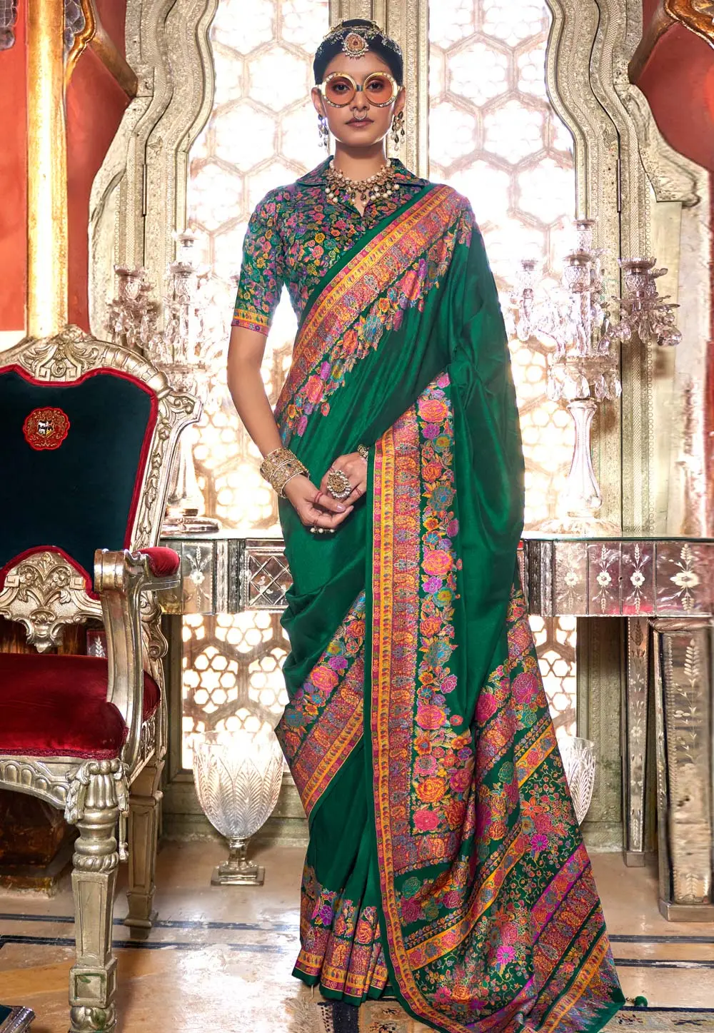 Green Silk Saree With Blouse 299266