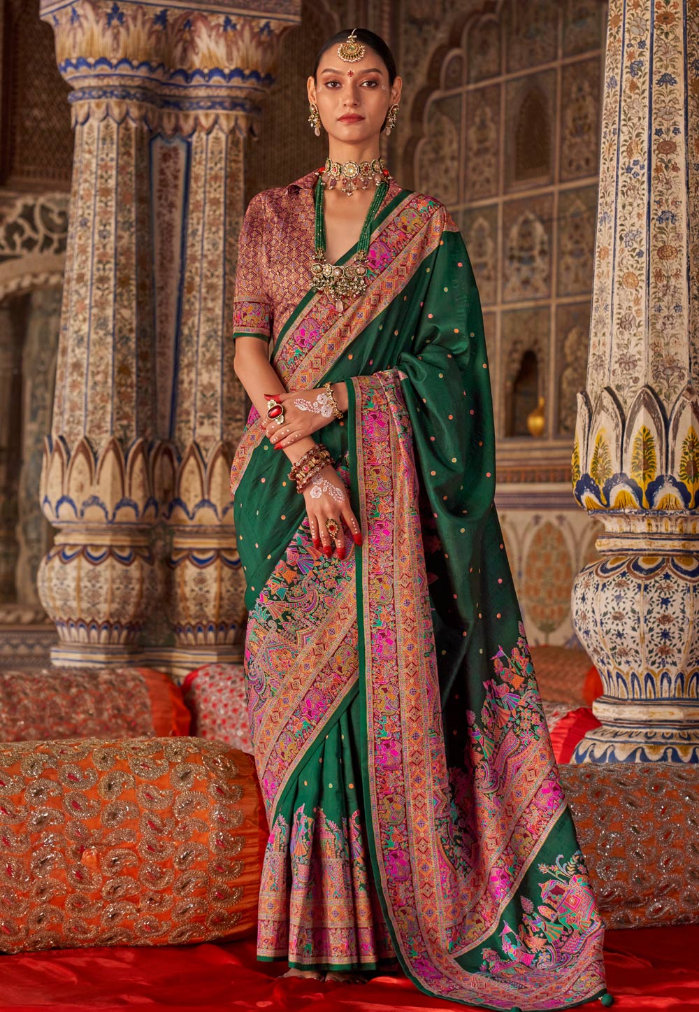 Green Silk Saree With Blouse 309346