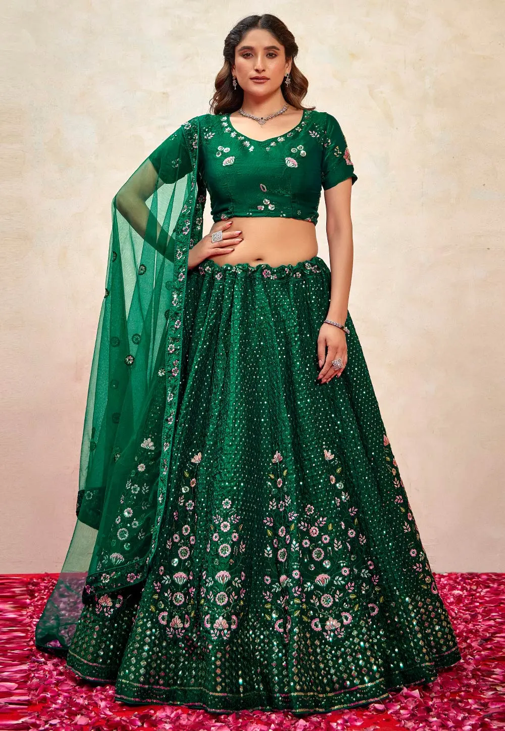 Green Silk Wedding Lehenga Choli 302719