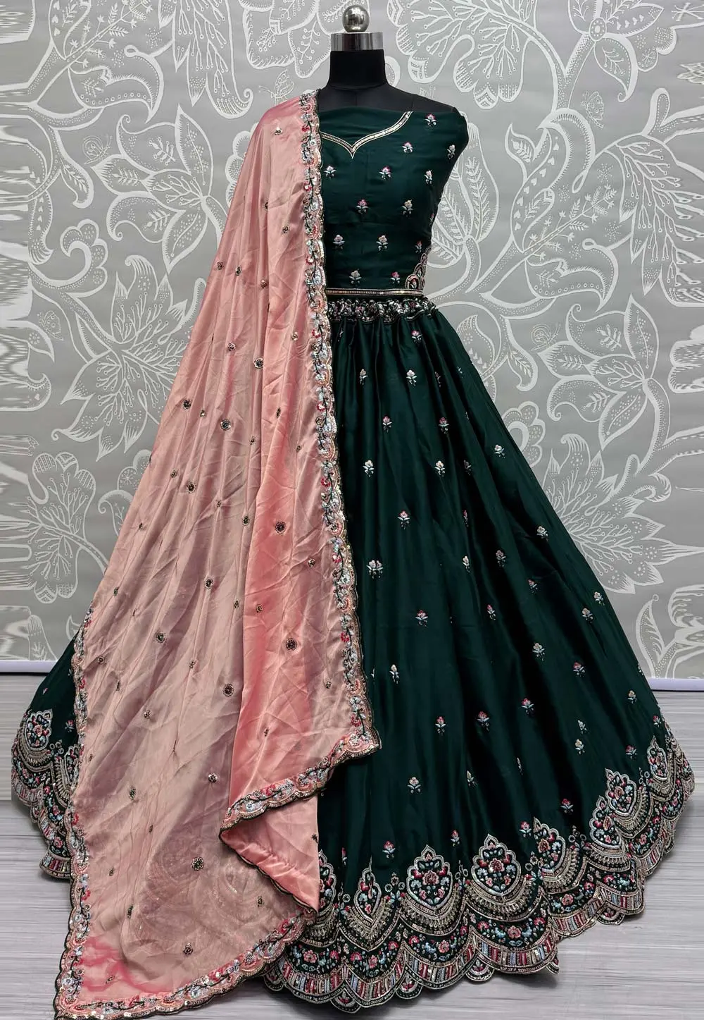 Green Silk Wedding Lehenga Choli 298507