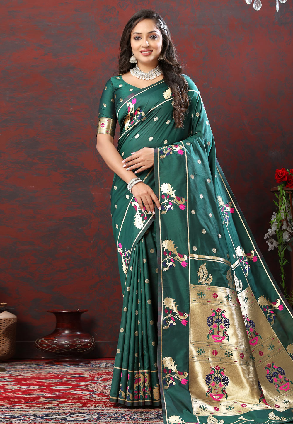 Green Soft Silk Paithani Saree 279585