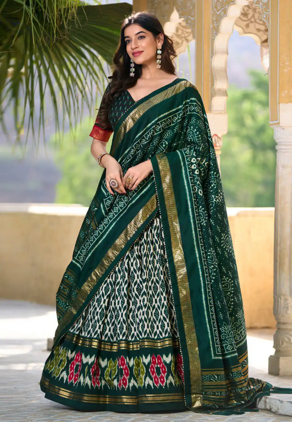 Green Tussar Silk Navratri Chaniya Choli 293172