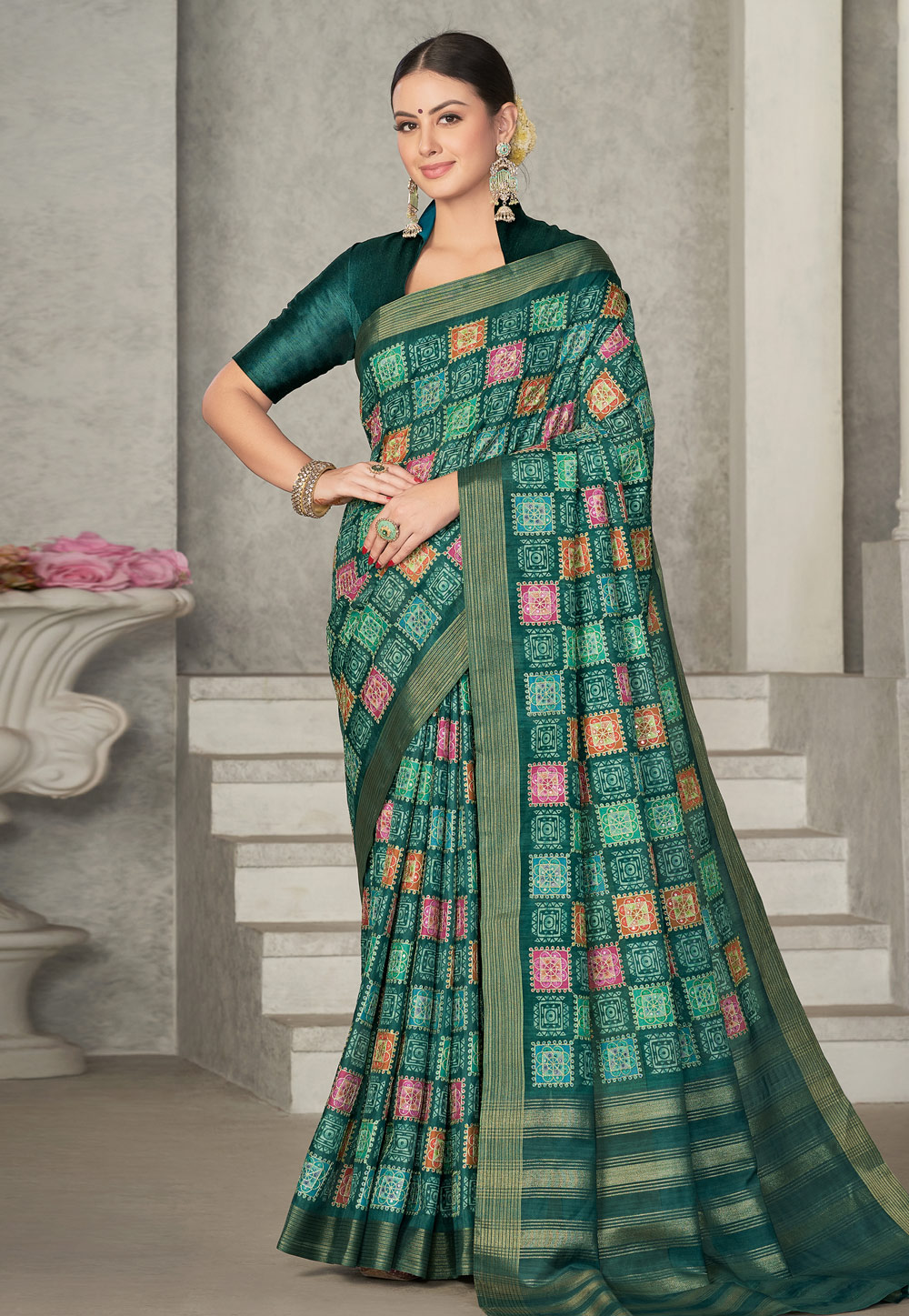 Green Tussar Silk Saree With Blouse 280597