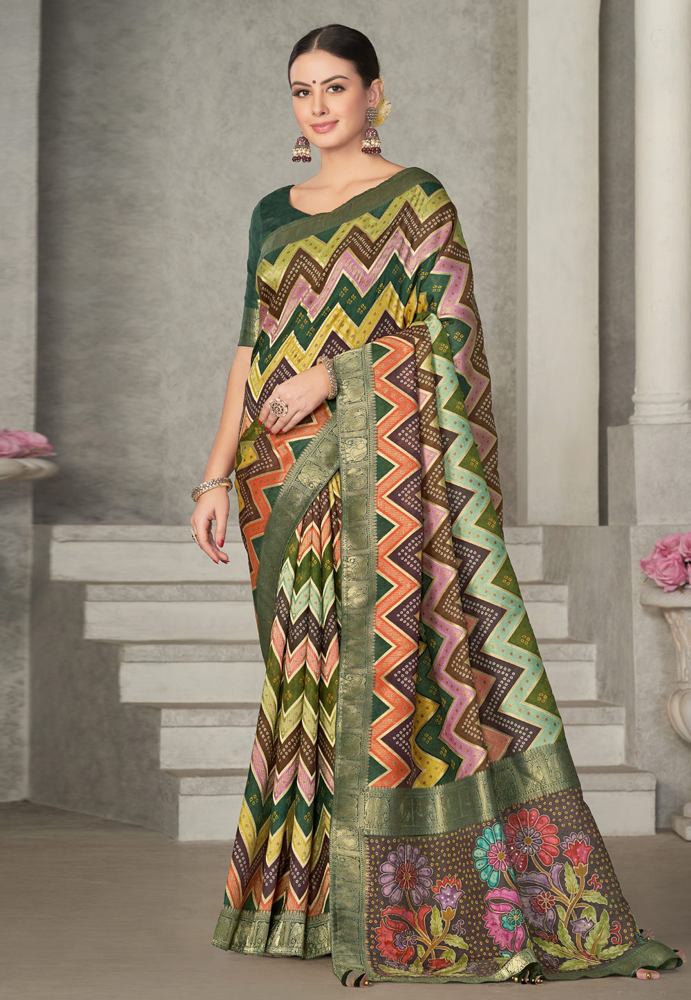Green Tussar Silk Saree With Blouse 280601
