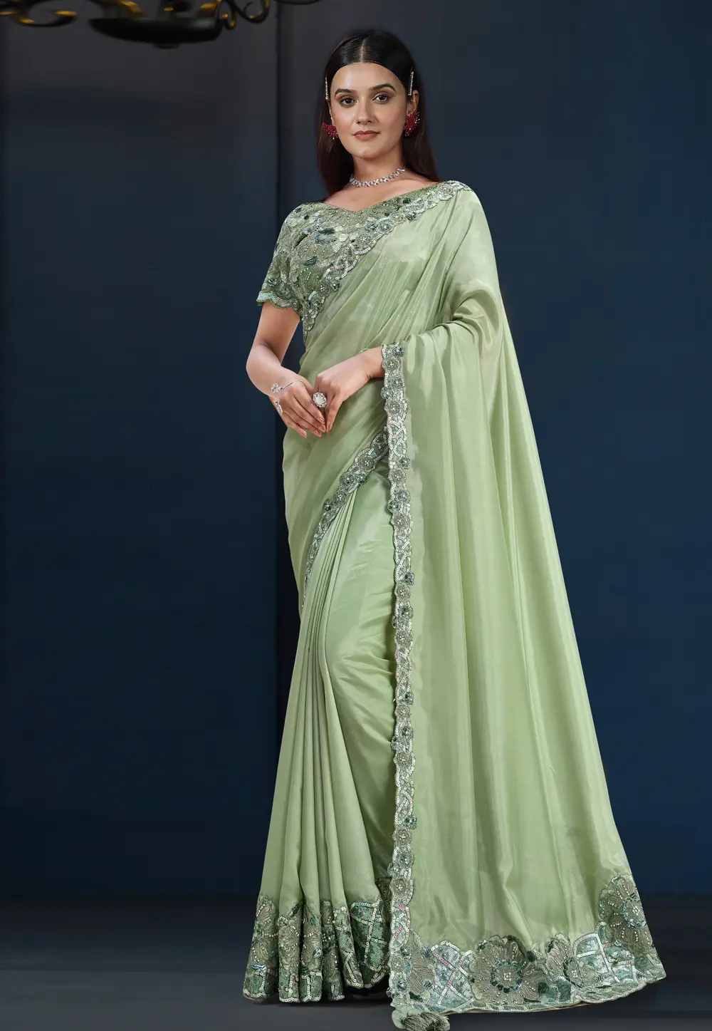 Green Tussar Silk Saree With Blouse 296822