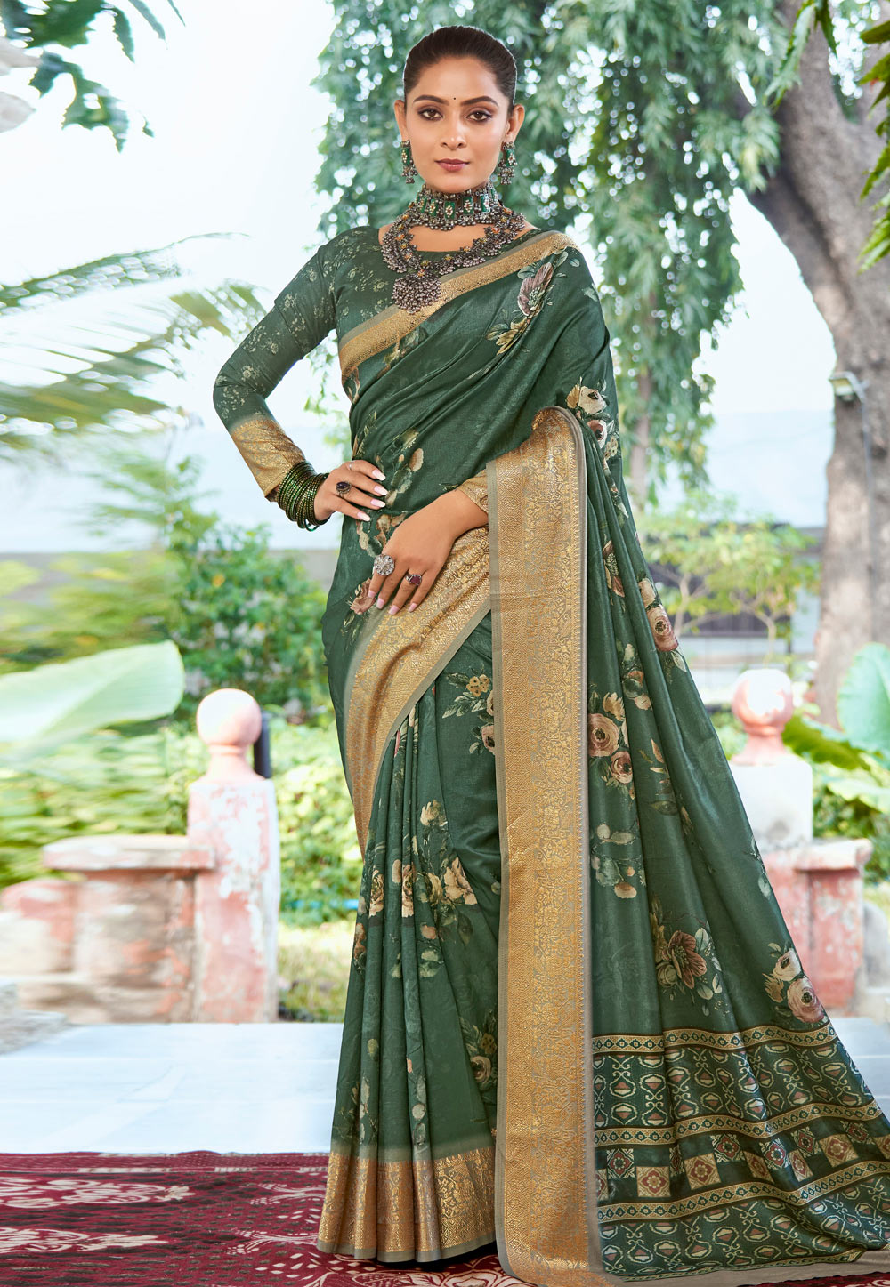 Green Tussar Silk Saree With Blouse 282810