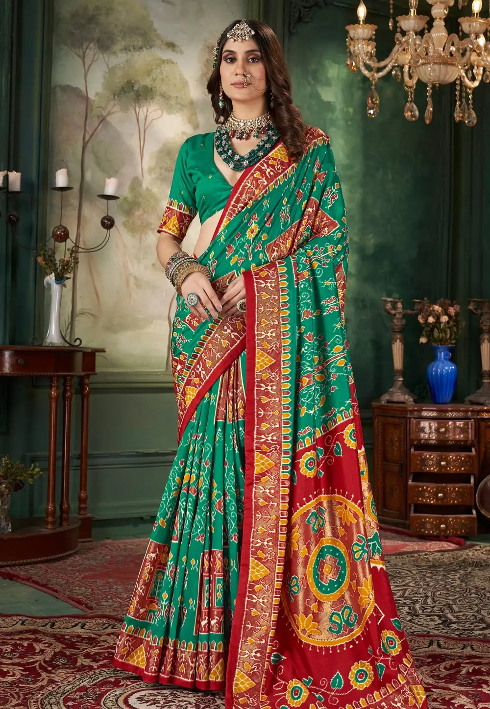 Green Tussar Silk Saree With Blouse 296321