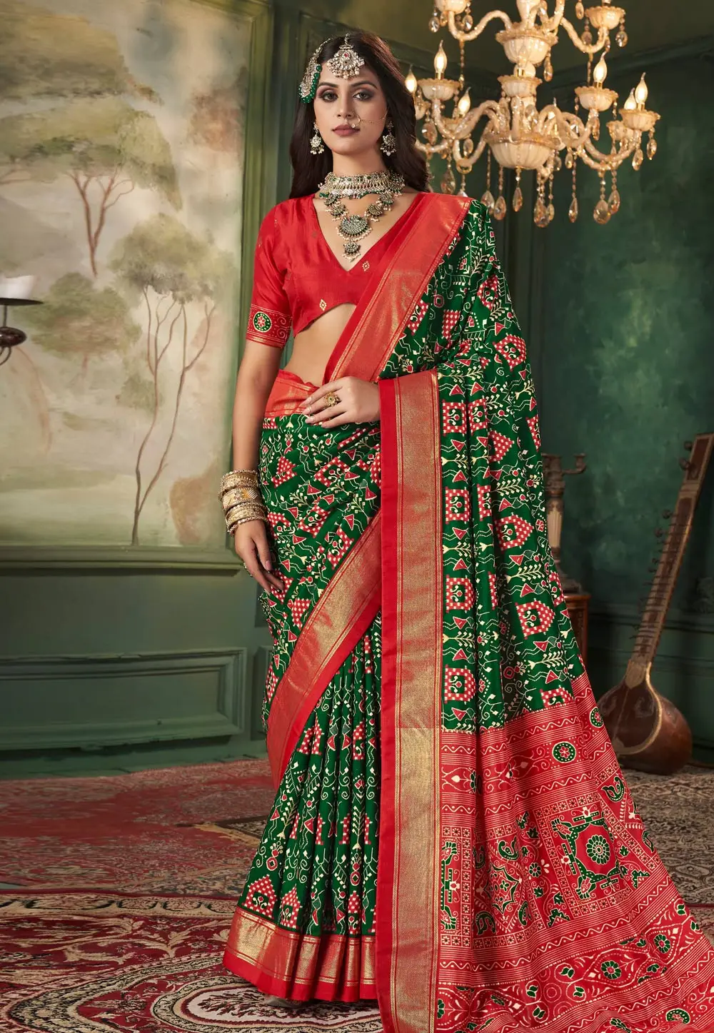 Green Tussar Silk Saree With Blouse 296328