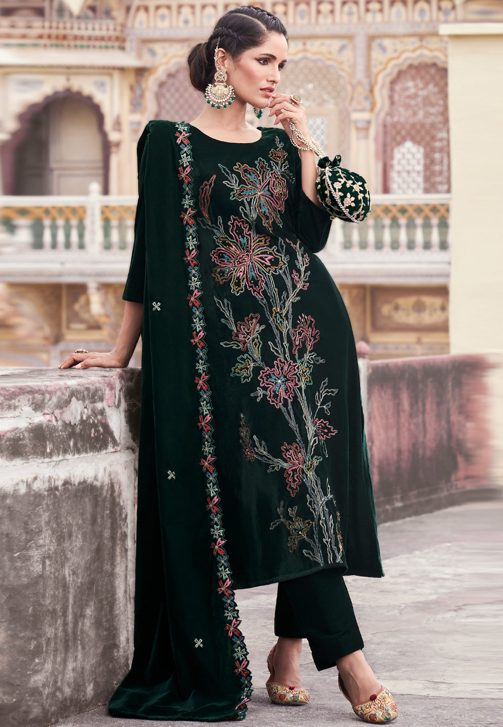 Green Velvet Pant Style Suit 311096