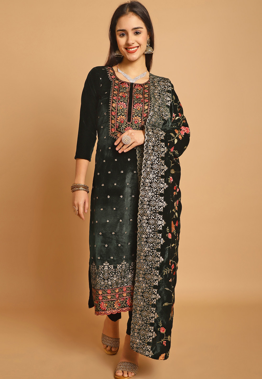 Green Velvet Pant Style Suit 309888