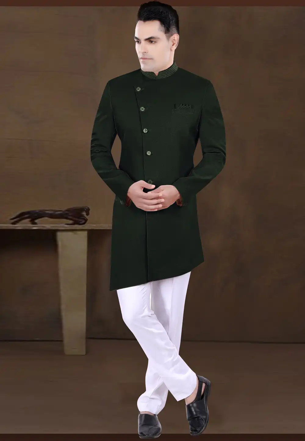 Green Viscose Indo Western Sherwani 292225