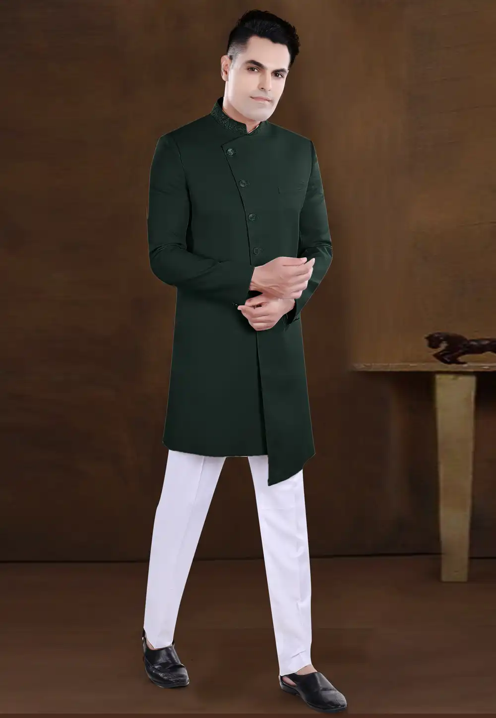 Green Viscose Indo Western Sherwani 292229