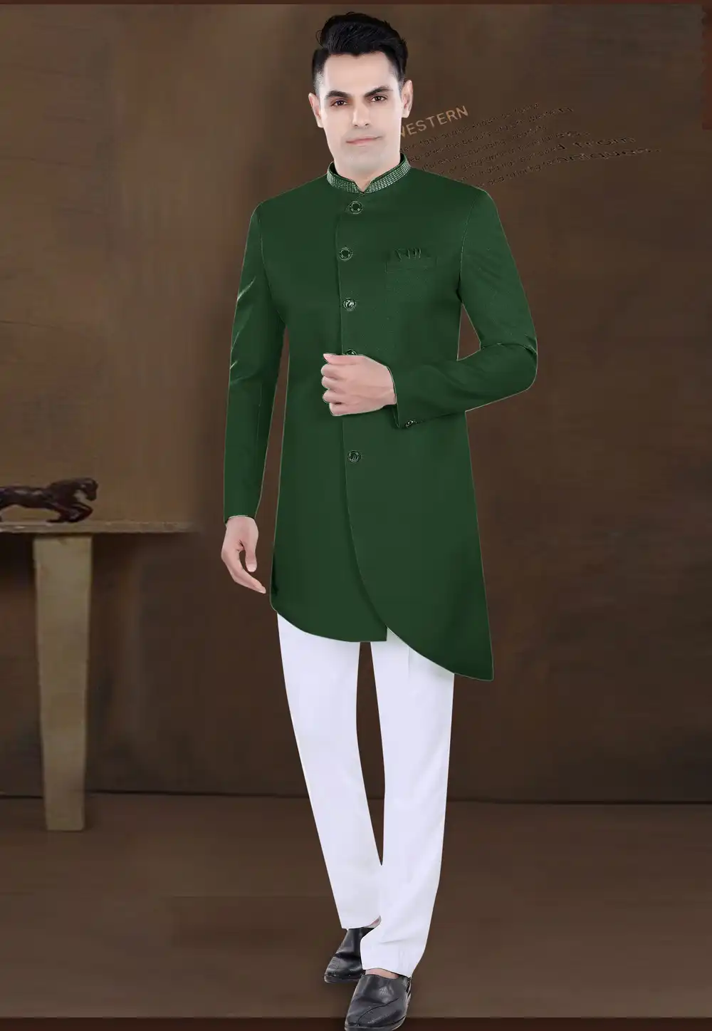 Green Viscose Indo Western Sherwani 292231