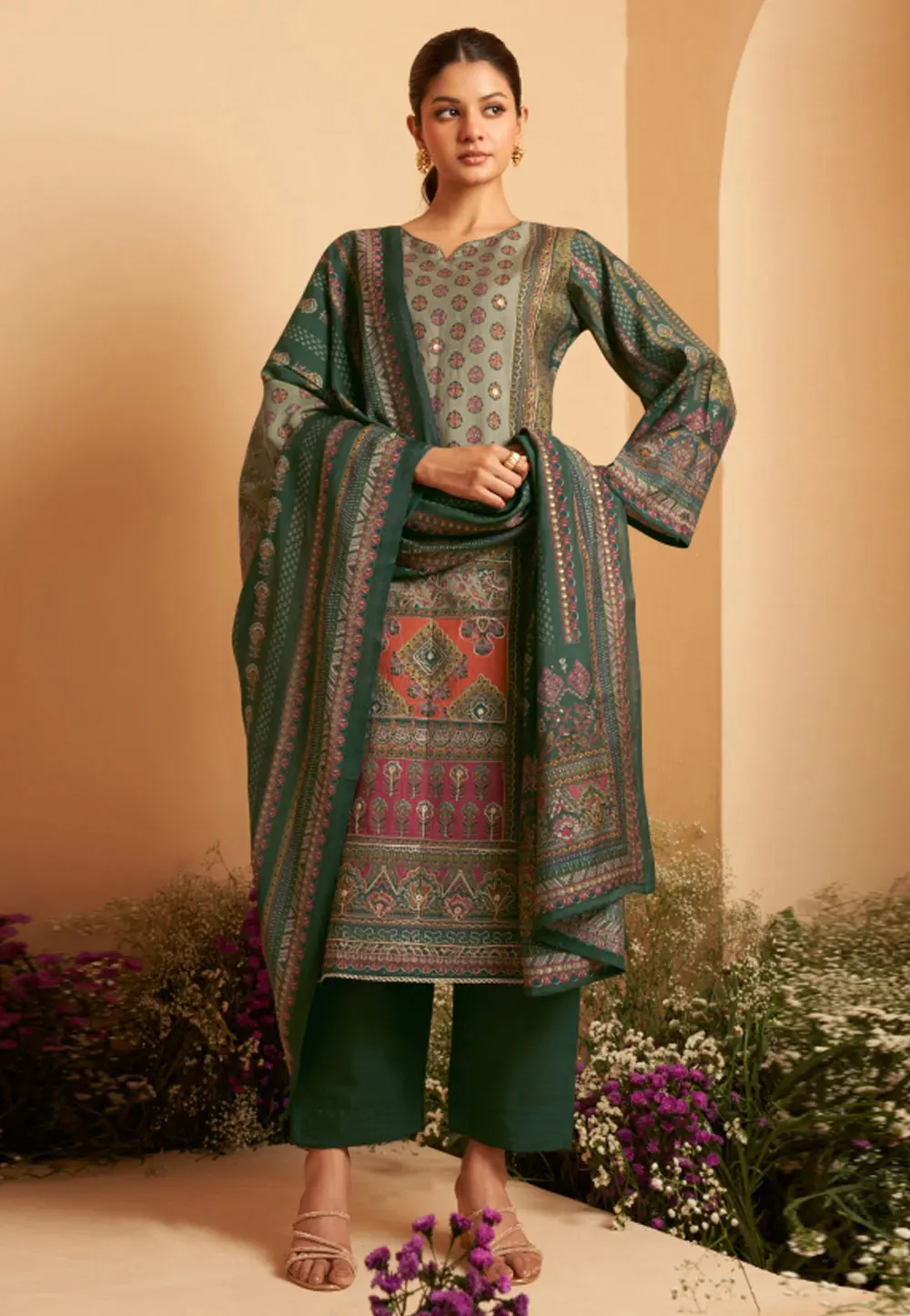 Green Viscose Pakistani Suit 302704