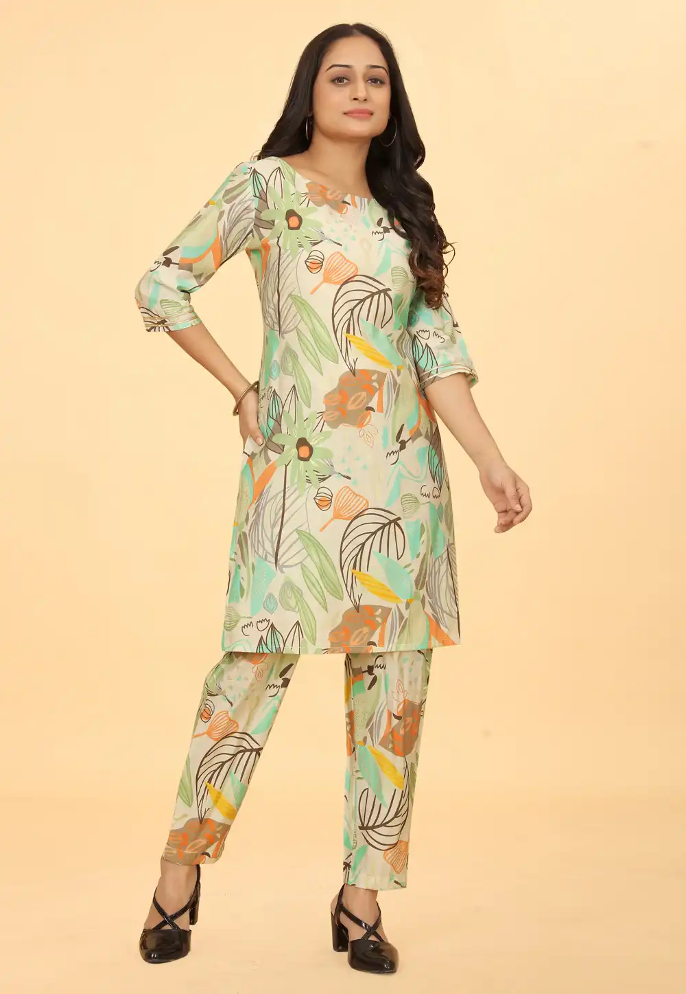 Green Viscose Printed Co-Ords Set 288164